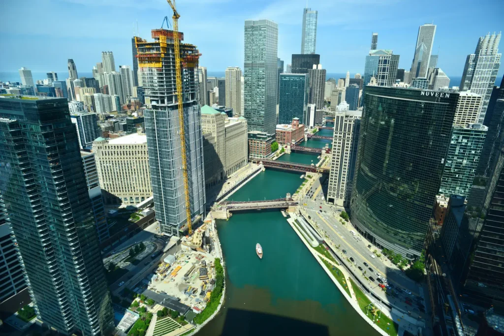 Chicago skyline and river view